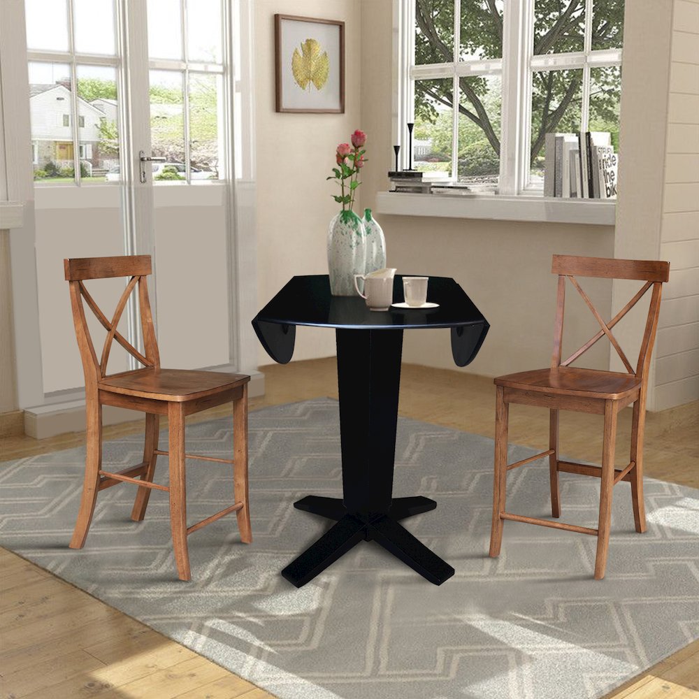 42 in Counter Height Dining Table with 2 Stools - 3 Piece Set. Picture 6
