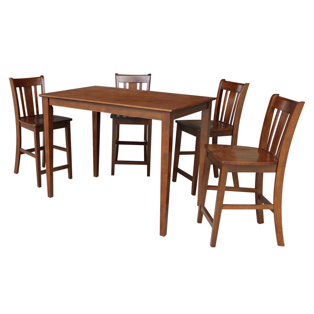30x48 Counter Height Dining Table with 4 Counter Height Stools in Espresso. Picture 5
