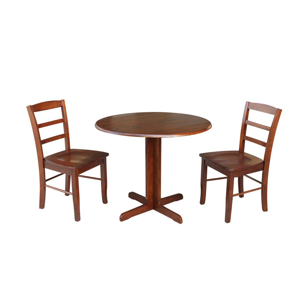 36" Dual Drop Leaf Table With 2 Ladder Back Chairs. Picture 3