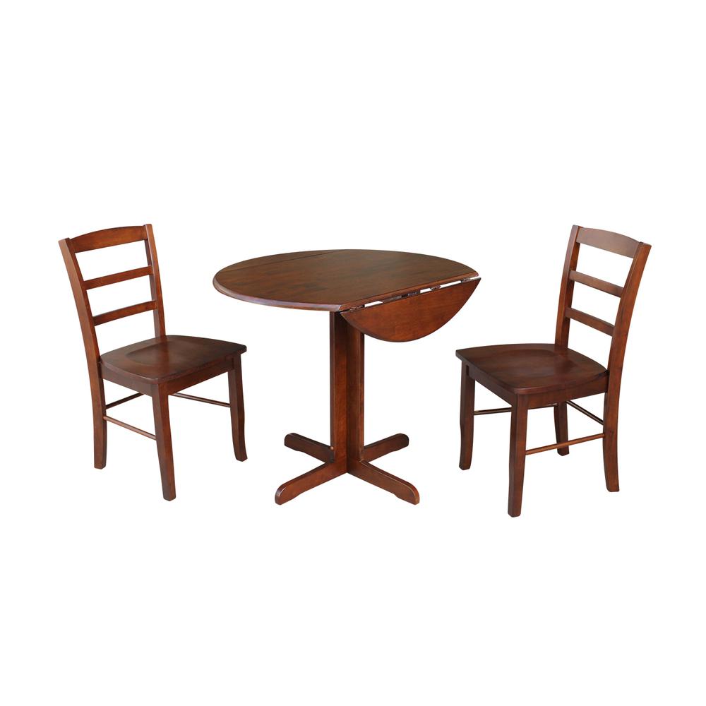 36" Dual Drop Leaf Table With 2 Ladder Back Chairs. Picture 1