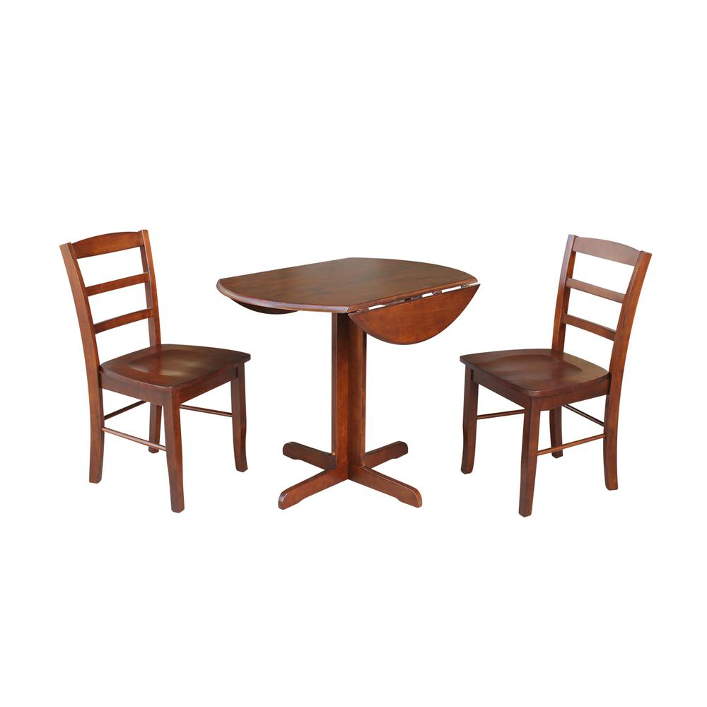36" Dual Drop Leaf Table With 2 Ladder Back Chairs. Picture 2