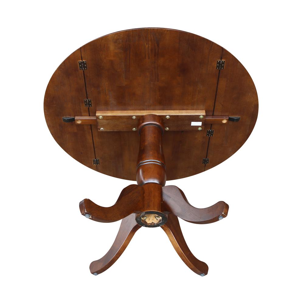 42" Round Dual Drop Leaf Pedestal Table - 29.5"H, Espresso. Picture 8