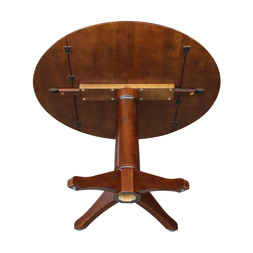42" Round Dual Drop Leaf Pedestal Table - 30.3"H, Espresso. Picture 8