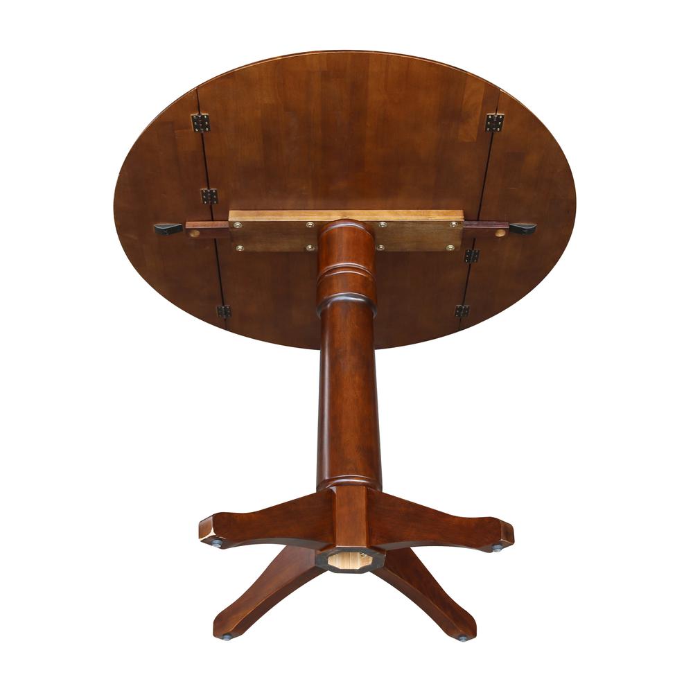 42" Round Dual Drop Leaf Pedestal Table - 36.3"H, Espresso. Picture 8