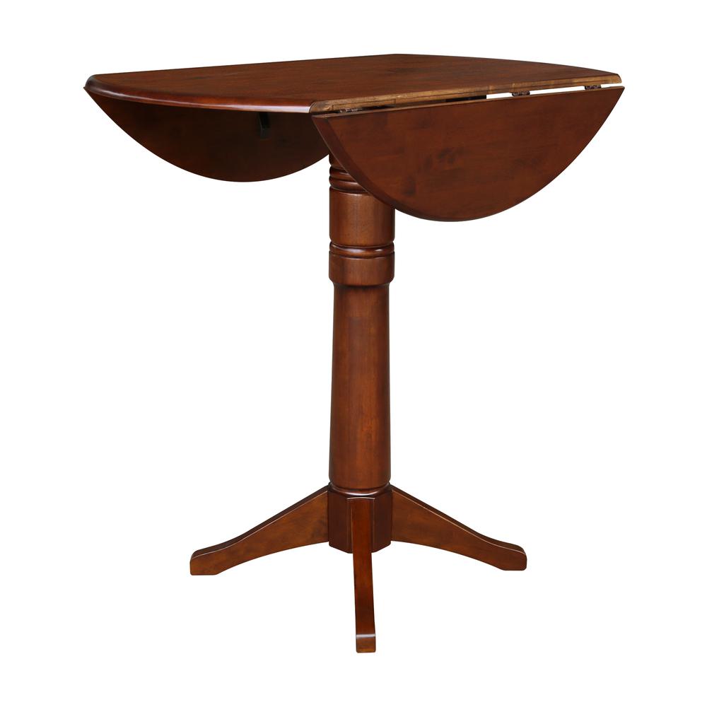 42" Round Pedestal Bar Height Table with Two Bar Height Stools, Espresso. Picture 6