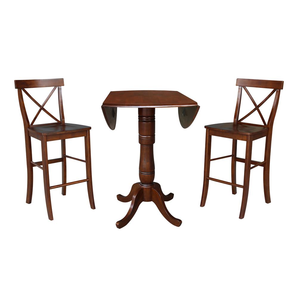 42" Round Pedestal Bar Height Table with Two Bar Height Stools. Picture 3