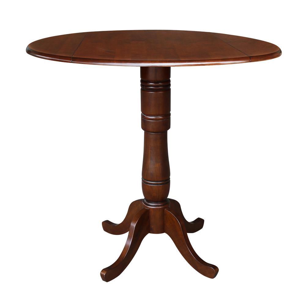 42" Round Dual Drop Leaf Pedestal Table - 41.5"H, Espresso. Picture 1