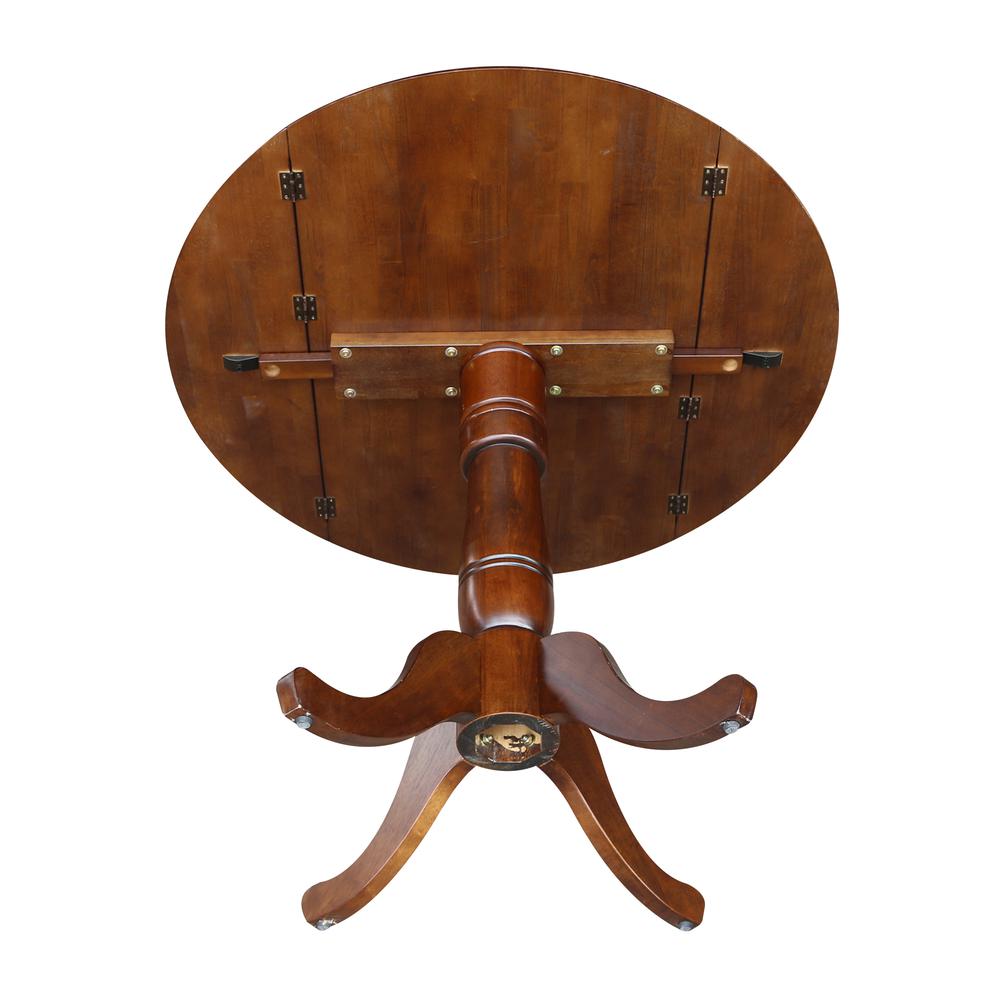 42" Round Dual Drop Leaf Pedestal Table - 35.5"H, Espresso. Picture 8
