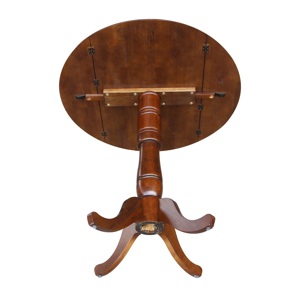42" Round Dual Drop Leaf Pedestal Table - 41.5"H, Espresso. Picture 8
