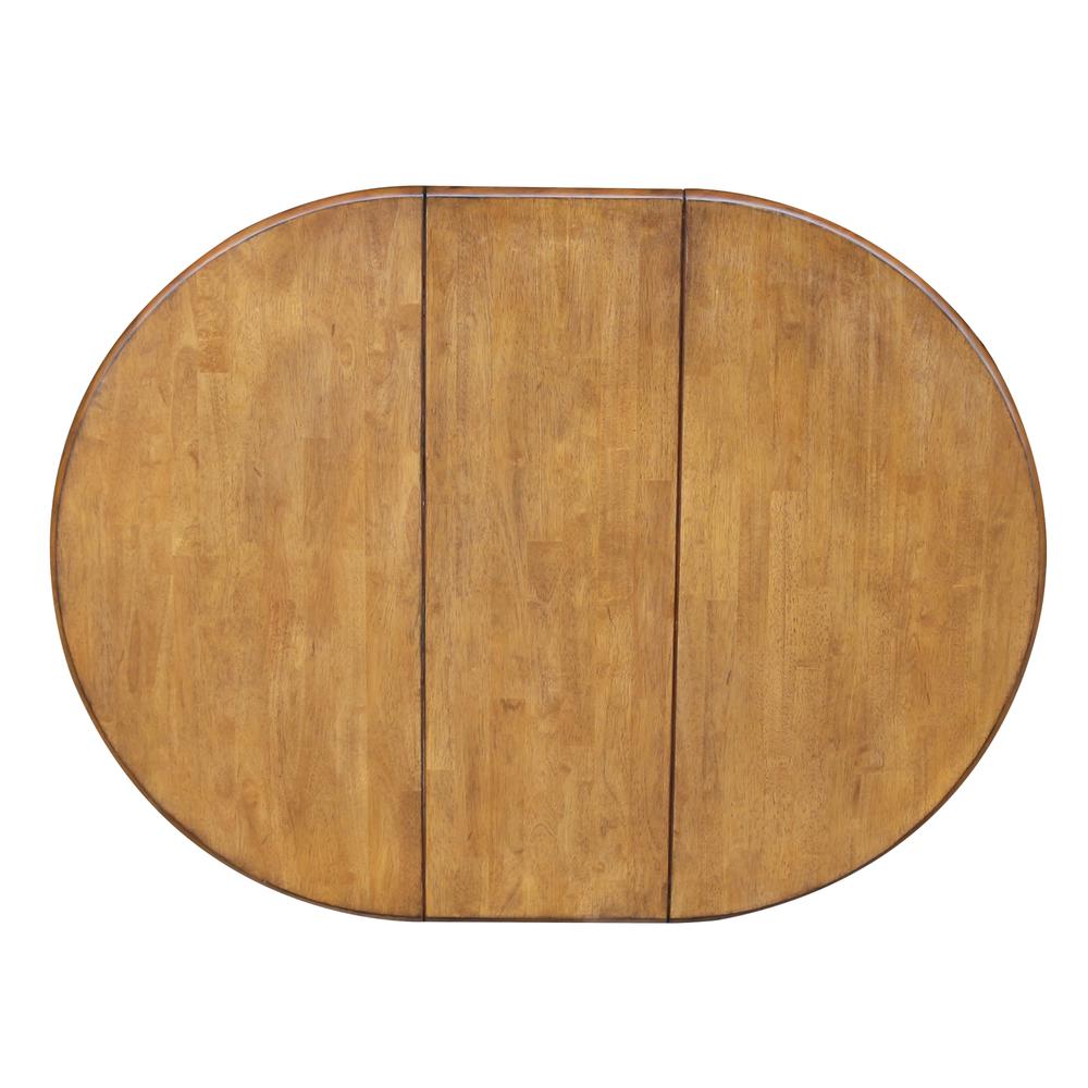 36" Round Top Pedestal Table With 12" Leaf - 28.9"H - Dining Height, Pecan. Picture 14