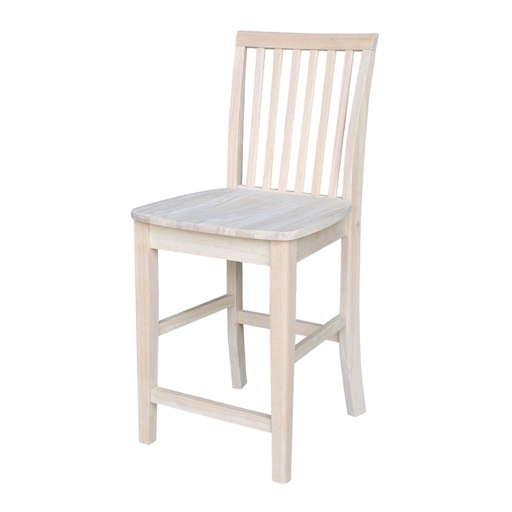 Mission Counter height Stool - 24" Seat Height , Unfinished. Picture 1