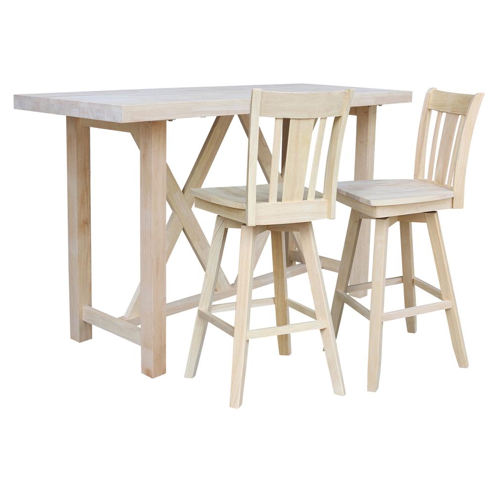 Bar Height Table With 2 Spalt Back Swivel Bar Stools - 30 in. Seat Height. Picture 1
