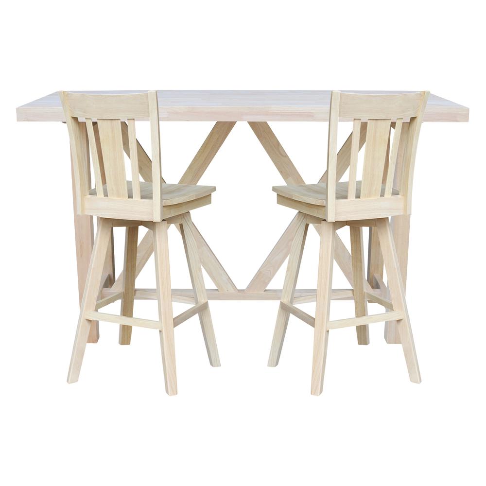 Bar Height Table With 2 Spalt Back Swivel Bar Stools - 30 in. Seat Height. Picture 2