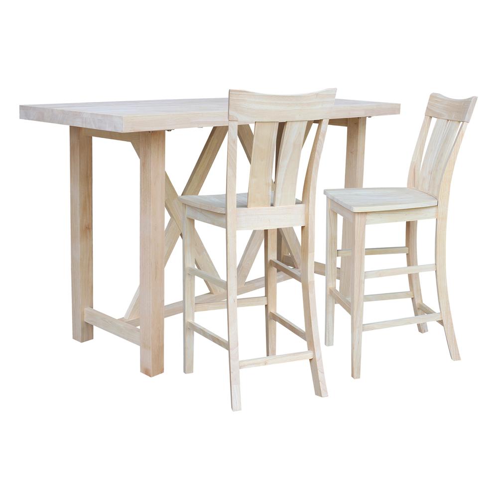 Bar Height Table With 2 Splat Back Bar Stools - 30 in. Seat Height. Picture 1