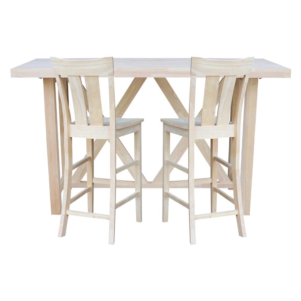 Bar Height Table With 2 Splat Back Bar Stools - 30 in. Seat Height. Picture 2
