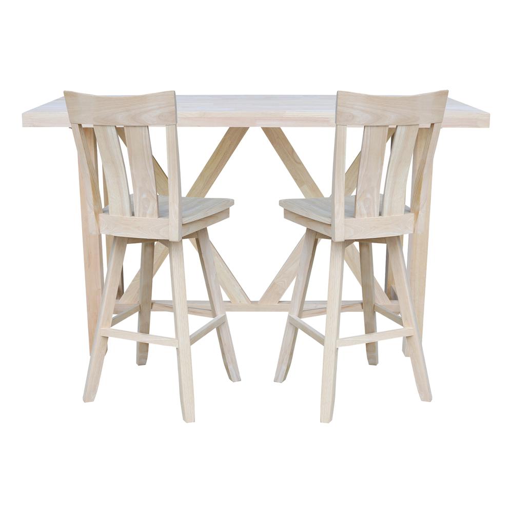 Bar Height Table With 2 Splat Back Swivel Bar Stools - 30 in. Seat Height. Picture 2