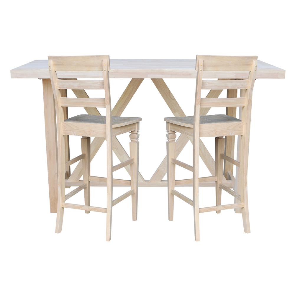 Bar Height Table With 2 Ladder Back Bar Stools - 30 in. Seat Height. Picture 2