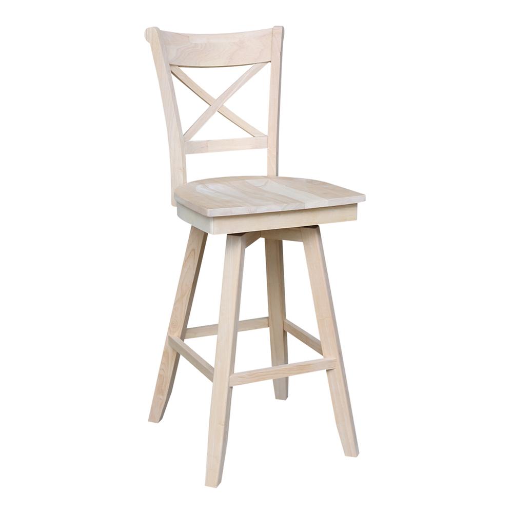 Bar Height Table With 2 Cross Back Swivel Bar Stools - 30 in. Seat Height. Picture 4