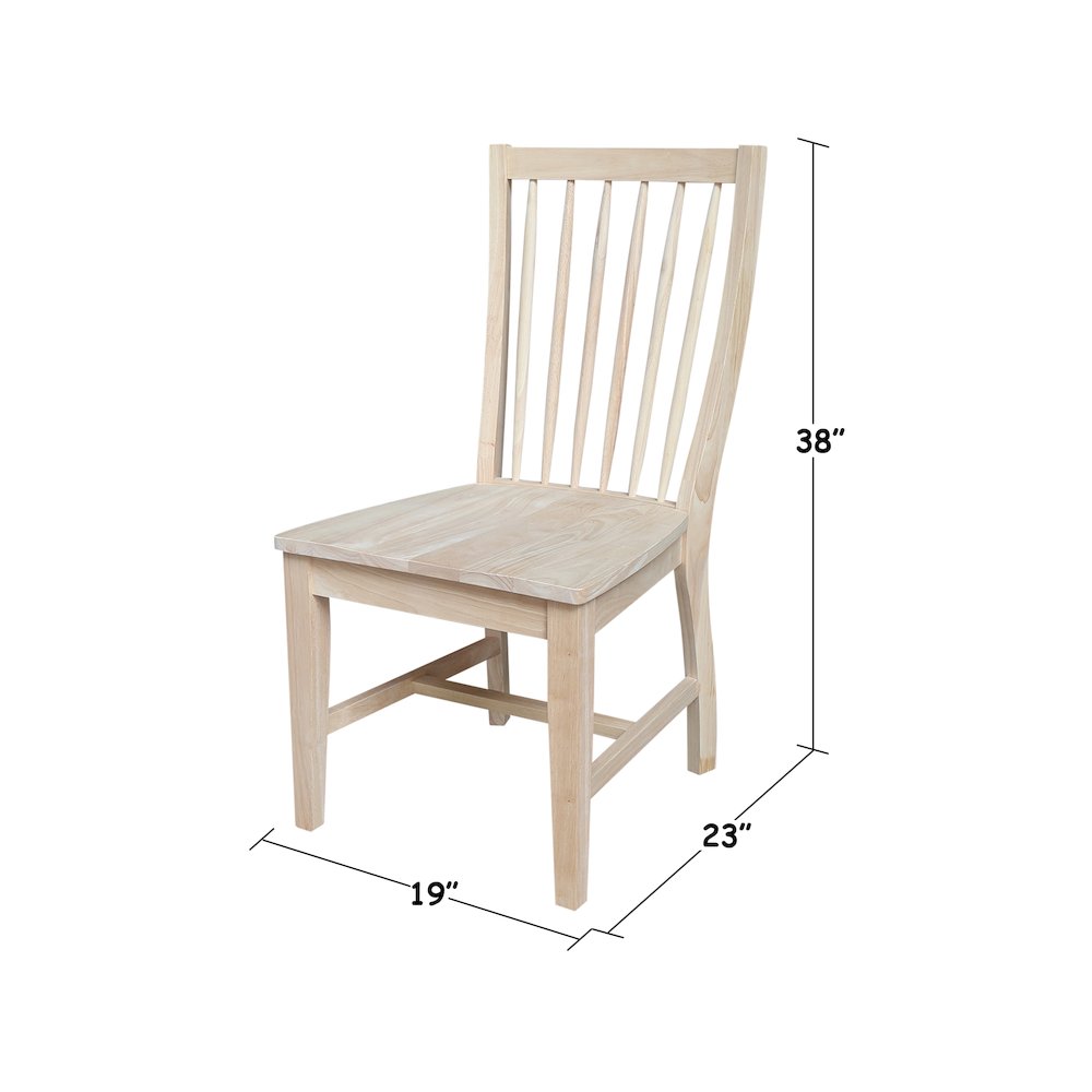 Set of Two Solid Wood Audrey Dining Chairs, Unfinished. Picture 10