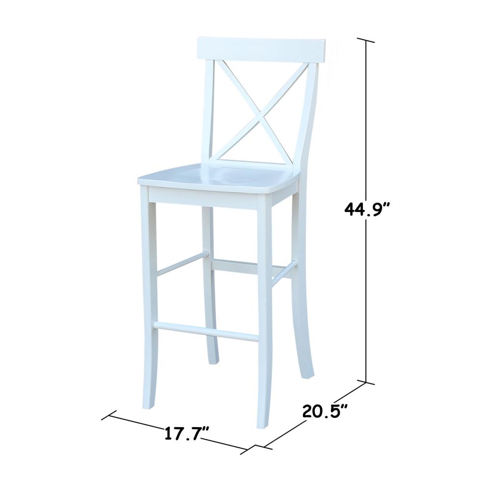 X-Back Bar height Stool - 30" Seat Height, White. Picture 7