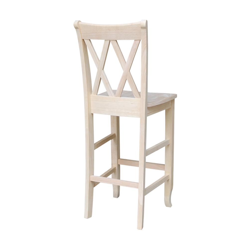 Double X-Back Bar height Stool - 30" Seat Height , Unfinished. Picture 10