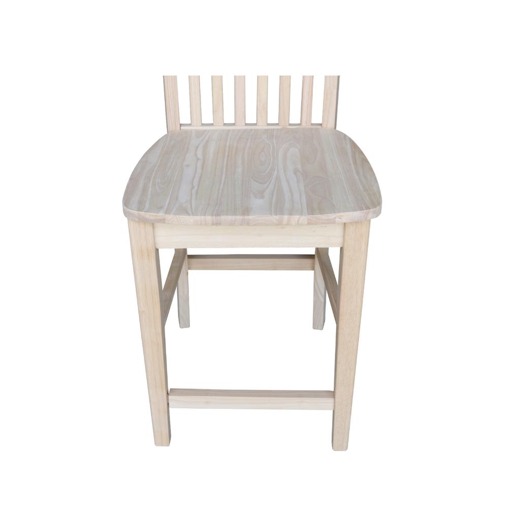 Mission Counter height Stool - 24" Seat Height , Unfinished. Picture 2