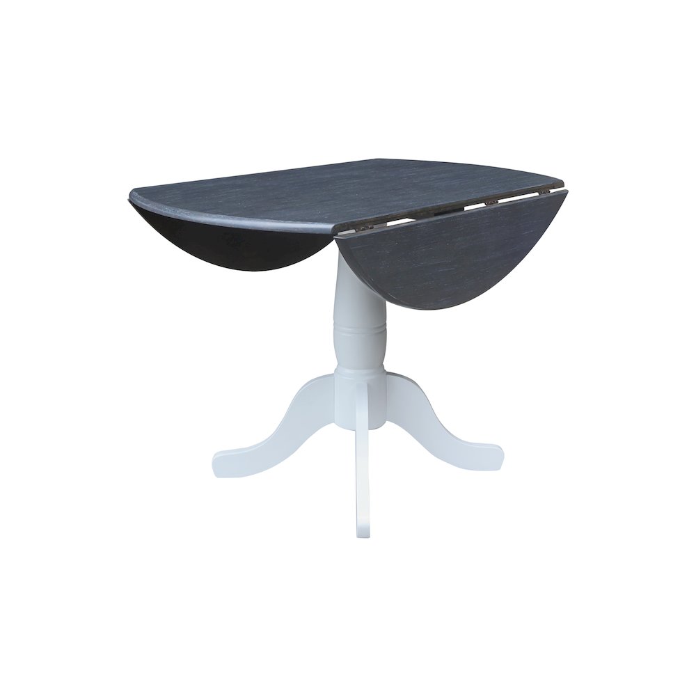42" Round Dual Drop Leaf Pedestal Dining Table, 29.5" High. Picture 4