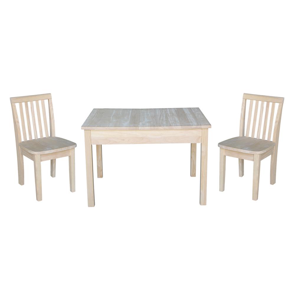 Table With 2 Mission Juvenile Chairs, Unfinished. Picture 1