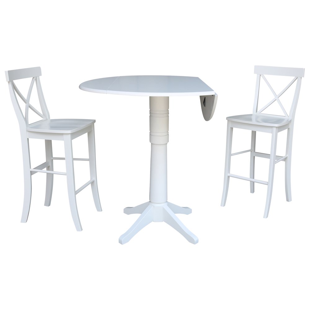 42" Round Pedestal Bar Height Table with 2 Bar Height Stools. Picture 3