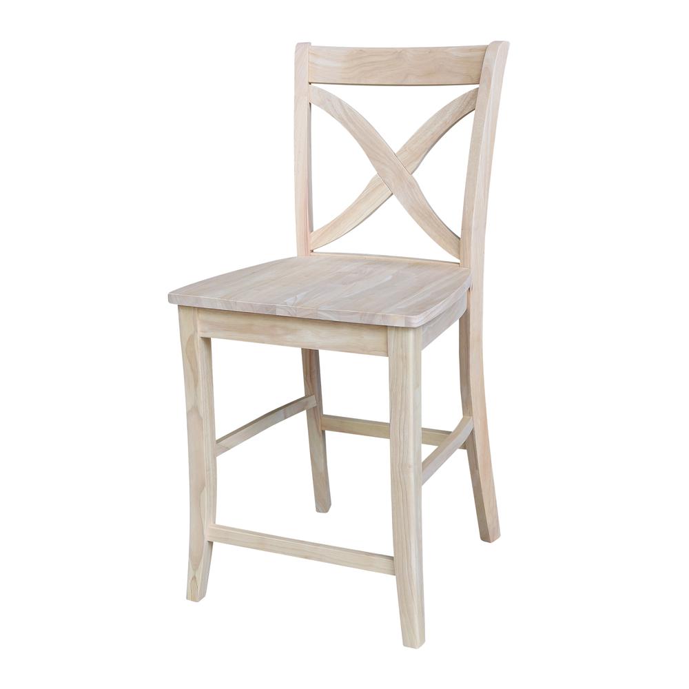 Vineyard Counter height Stool - 24" Seat Height, Unfinished. Picture 1