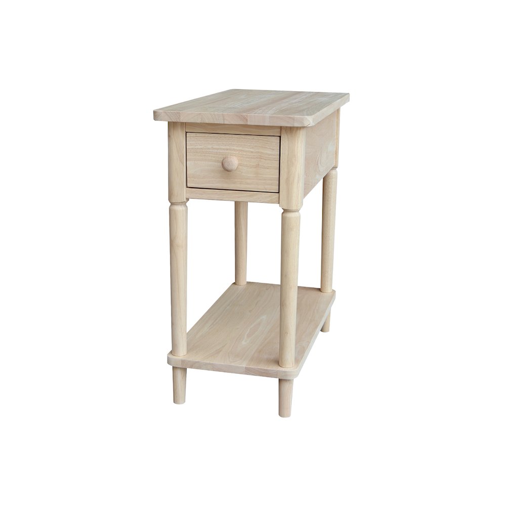 Solid Wood Narrow Side Table, Unfinished. Picture 1