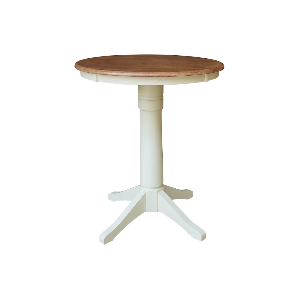 30" Round Pedestal Gathering Height Table With 2 Madrid Counter Height Stools. Picture 3