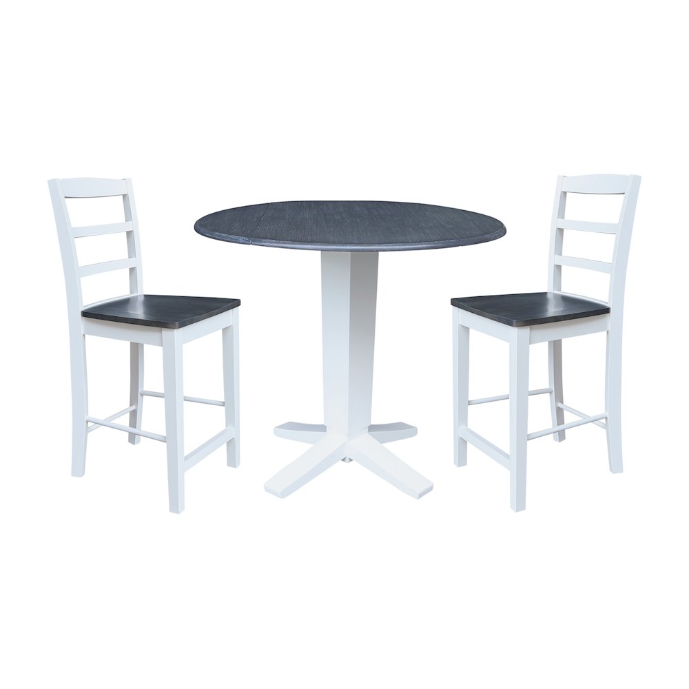 42" Round Drop Leaf Table with Two Stools. Picture 1