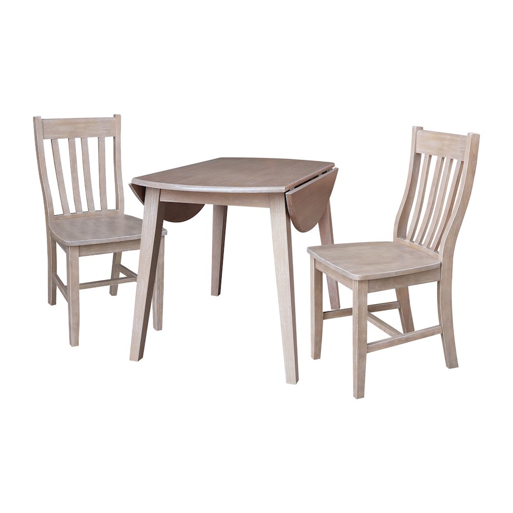 42" Round Dual Drop Leaf Dining Table with 2 Chairs. Picture 3