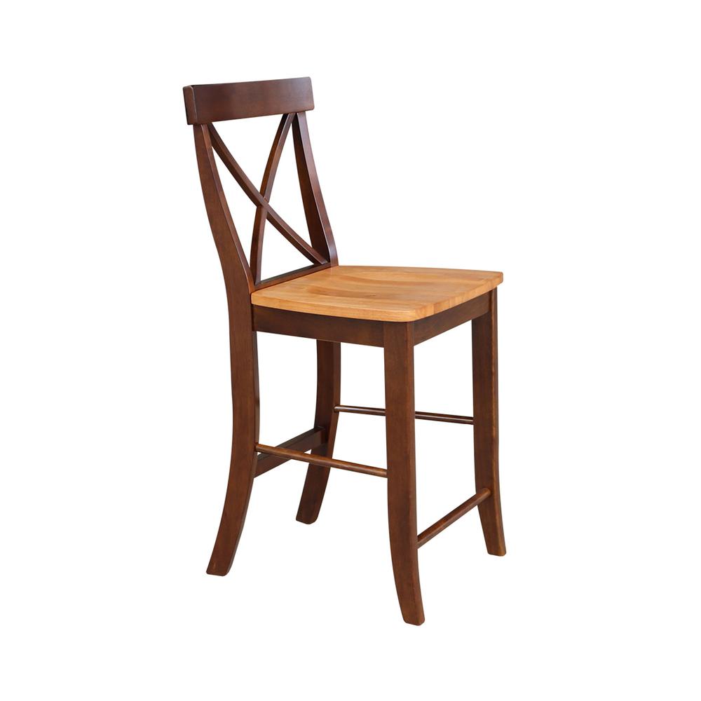 X-Back Counter height Stool - 24" Seat Height, Cinnamon/Espresso. Picture 5