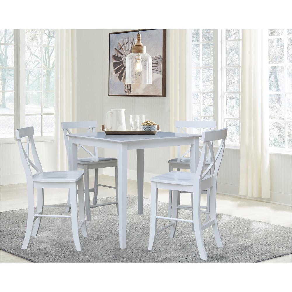 36" x 36" CounterHeight Dining Table with 4 X-Back Stools - 5 Piece Set. Picture 1