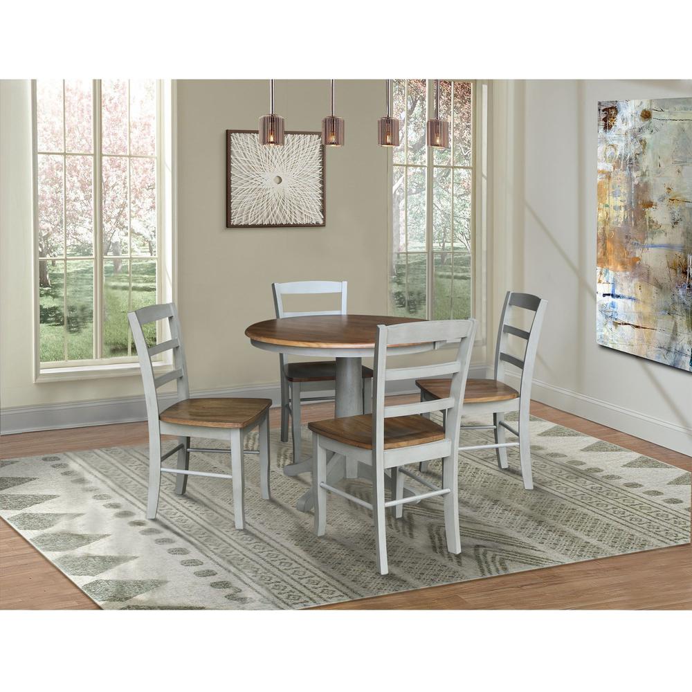 36" Round Top Pedestal Dining Table with 4 Madrid Ladderback Chairs. Picture 1