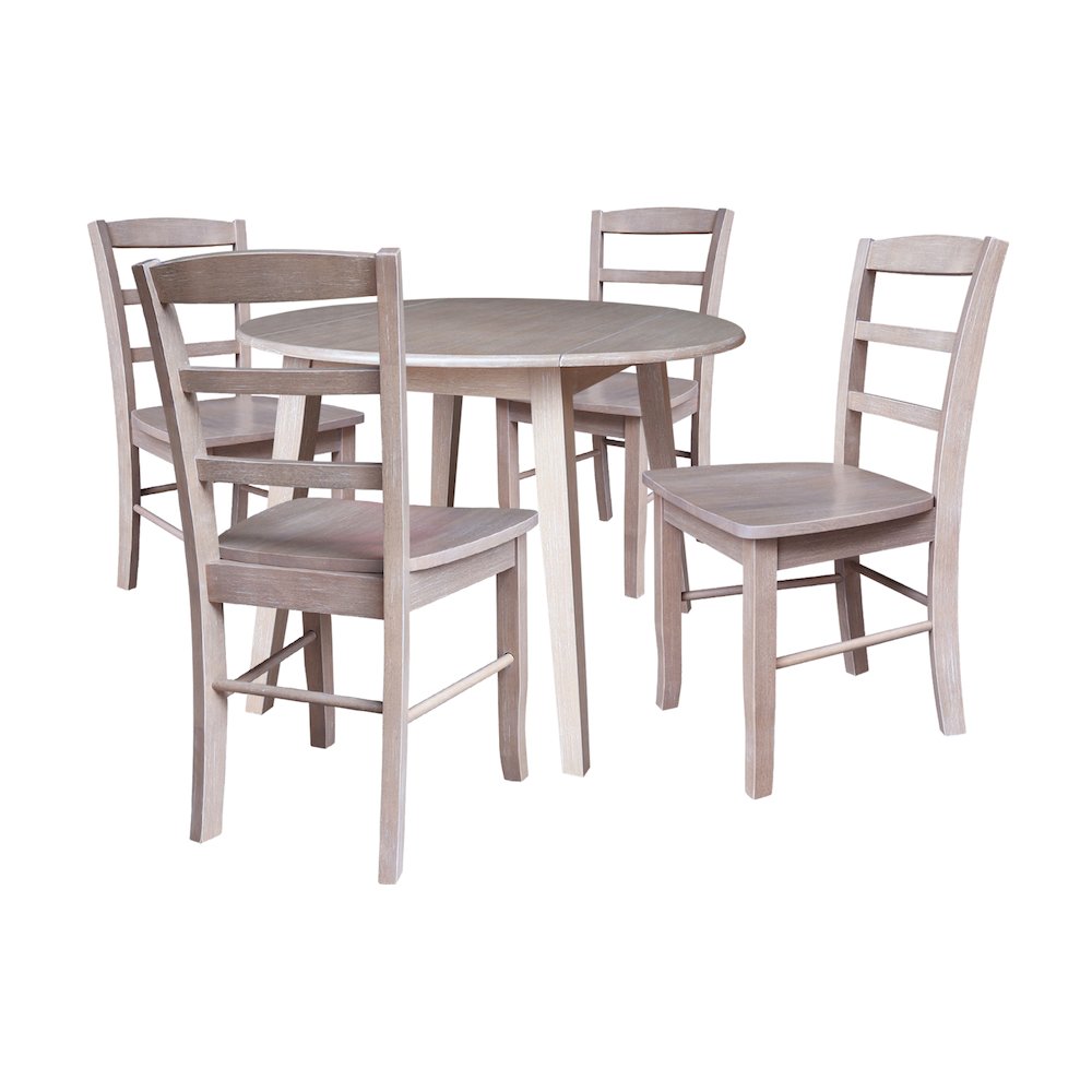 42" Round Dual Drop Leaf Dining Table with 4 Chairs. Picture 1