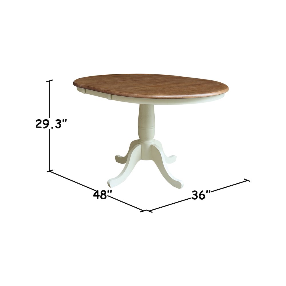 36" Round Top Pedestal Table With 12" Leaf - 28.9"H - Dining Height. Picture 10