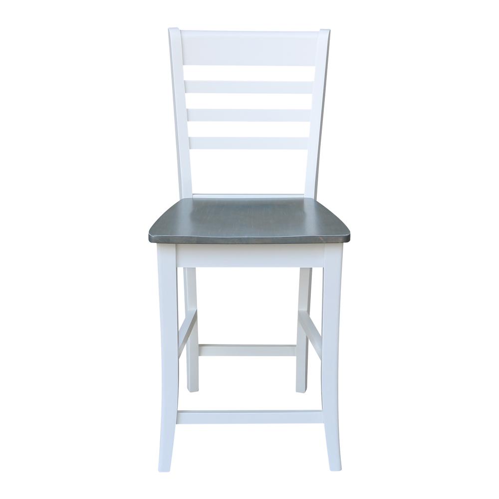 Roma Counter height Stool - 24" Seat Height, White/Heather gray. Picture 5