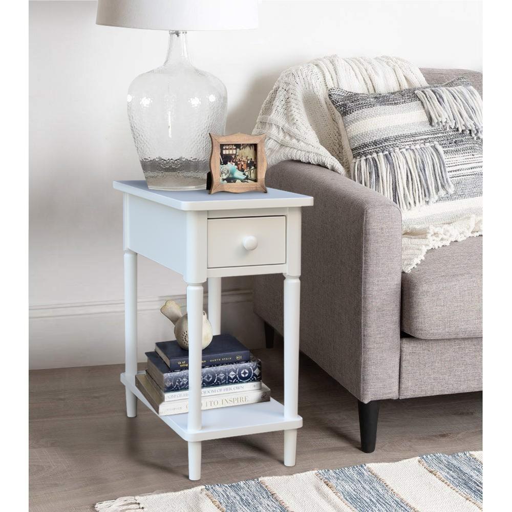 Solid Wood Narrow Side Table in White. Picture 9