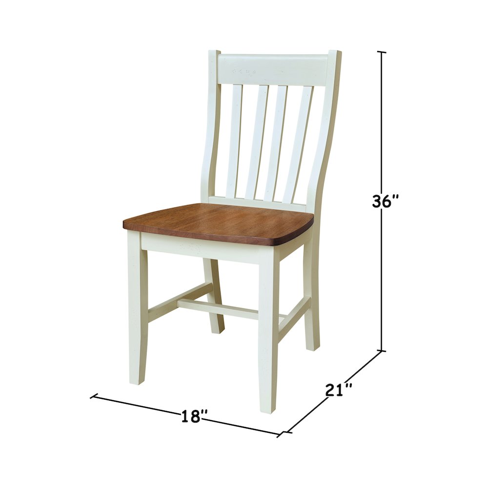 Set of Two Cafe Dining Chairs, Hickory/Shell. Picture 7