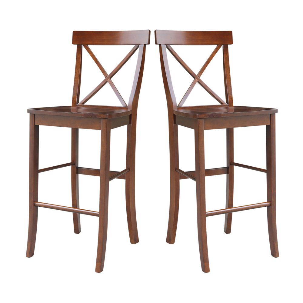 X-Back Bar height Stool - 30" Seat Height, Espresso. Picture 4