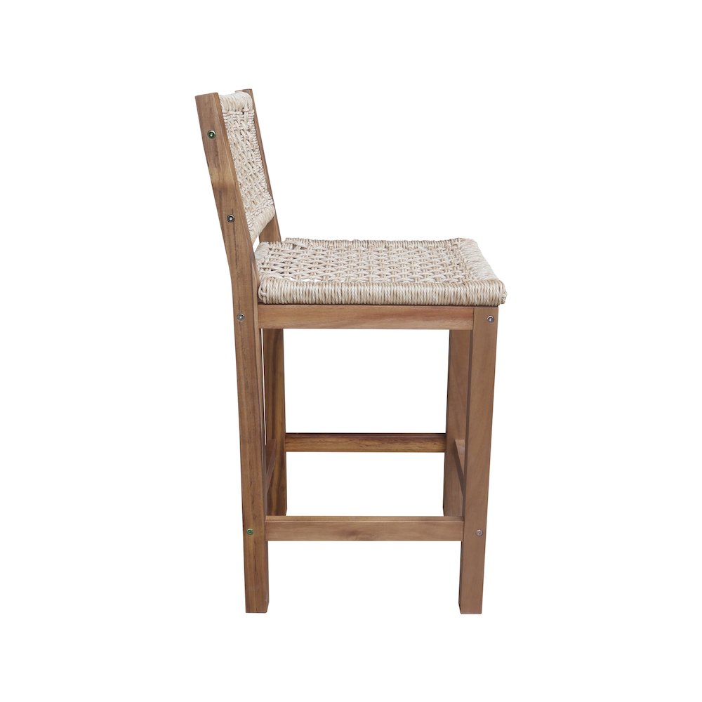 Outdoor Set of Two Stool with Wicker Seats and Back. Picture 5