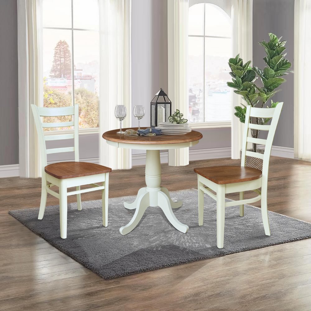 30" Round Top Pedestal Dining Table with 2 Dining Chairs. Picture 4