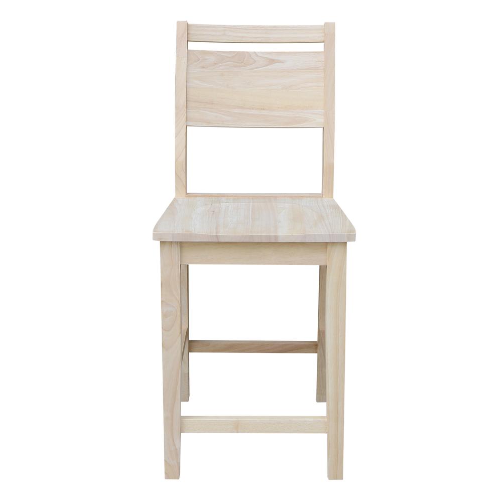 Aspen Counter height Panel Stool - 24" Seat Height, Unfinished. Picture 4