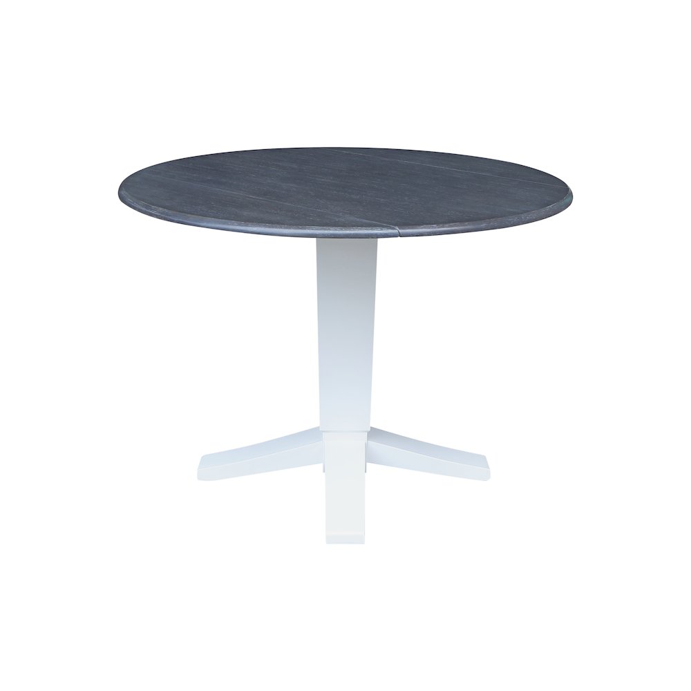 42" Solid Wood Round Dual Drop Leaf Dining Pedestal Table - 30.3"High. Picture 4