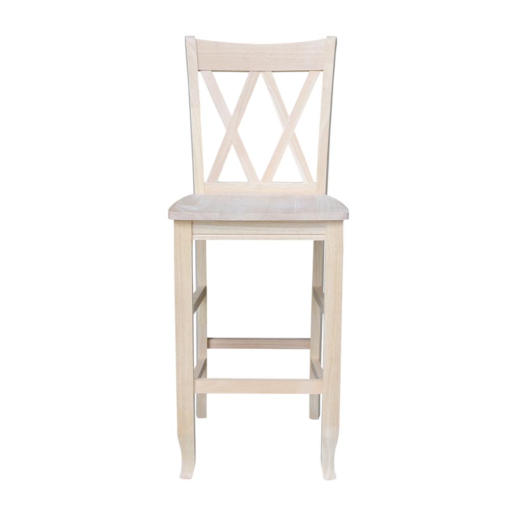 Double X-Back Bar height Stool - 30" Seat Height , Unfinished. Picture 6