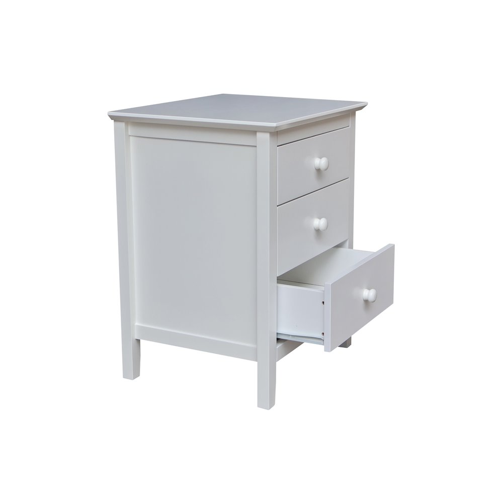 Solid Wood Bedroom Nightstand with 3 Drawers, White. Picture 3