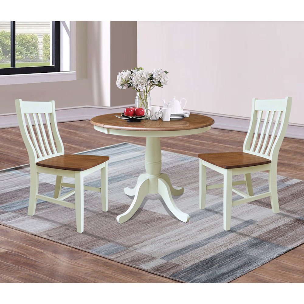 36" Round Extension Dining Table With 2 Cafe Dining Chairs. Picture 4